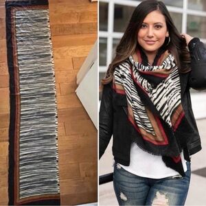 Grace & Lace Border Print Scarf in Abstract Zebra Print in EUC